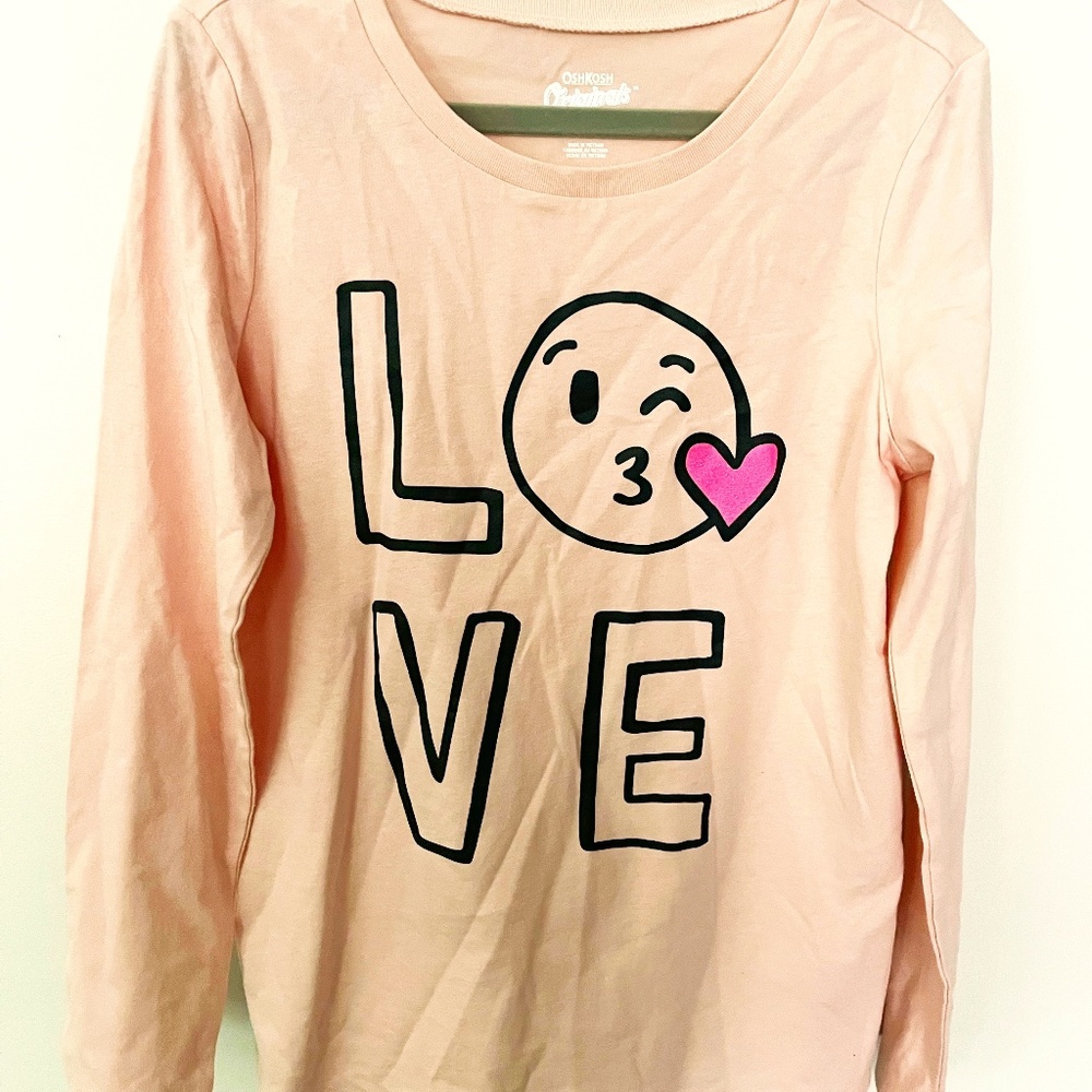 OshKosh B'gosh Girls Love Emoji Long Sleeve 10/12 T-shirt
